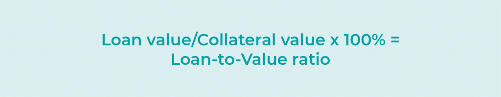 Loan value/Collateral value x 100%=Loan-to--Value ratio